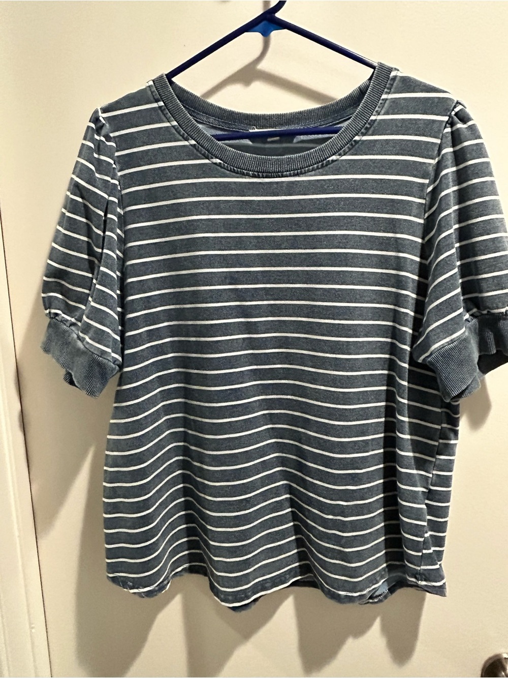 Jane and Delancey Blue and White Striped Short Sleeve Tee